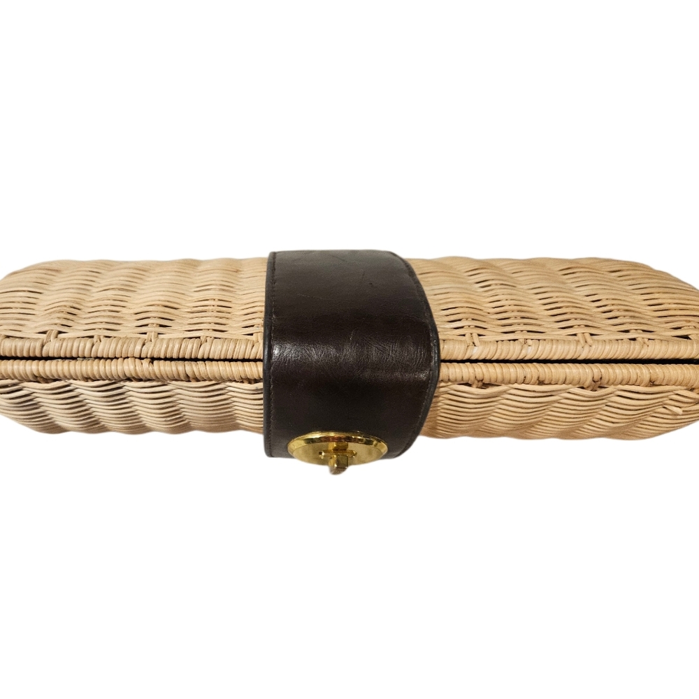 Vintage Collection Woven Wicker Cylinder Clutch | Paisley Lining - Picture 2 of 7